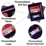 3-in-1 Customised Combo Set Boston Brown Pen, Keychain & Card Holder - Image 3