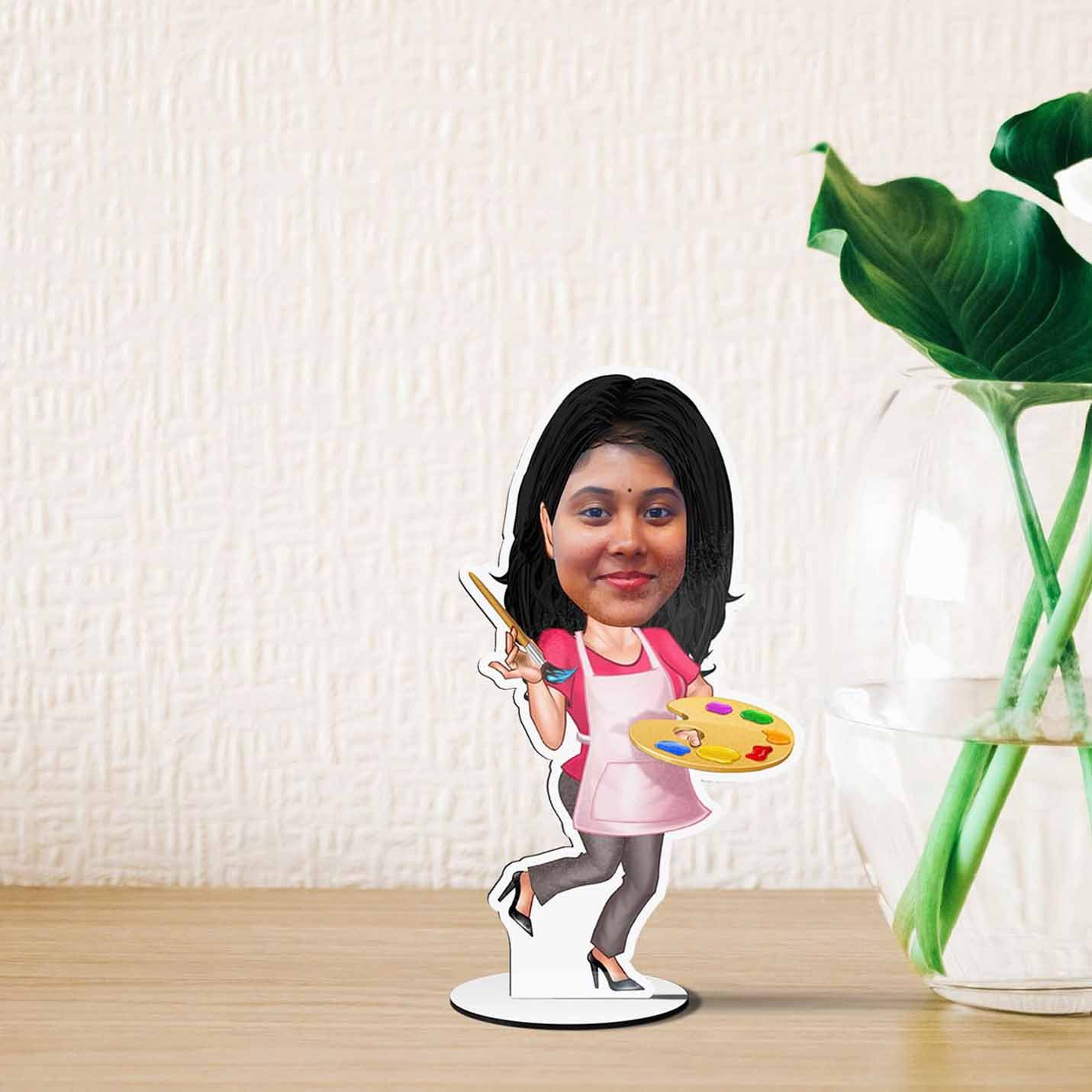 Personalized single Caricature of Painter Girl 01 Personalized single Caricature of Painter Girl - Image 1