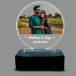Customised Name & Date LED Acrylic Lamp For Couple - Image 2