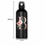 Rose And Alphabet Engraved Black Sipper Bottle - Image 3